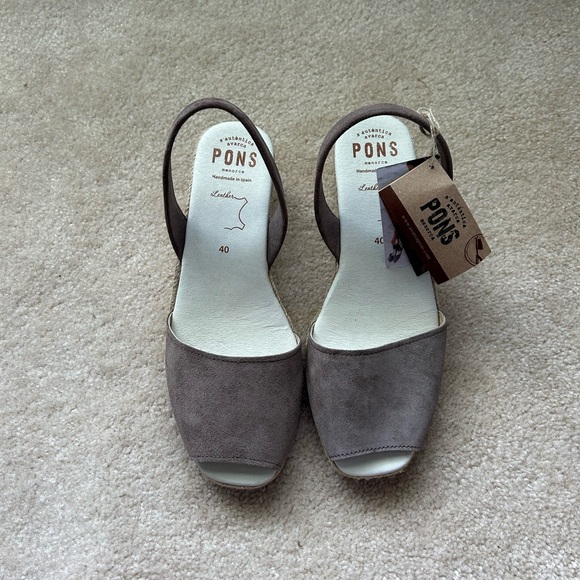 Pons ‘The Spanish Sandal Co’ Taupe-Colored Twine Wedge Espadrilles - Picture 9 of 11